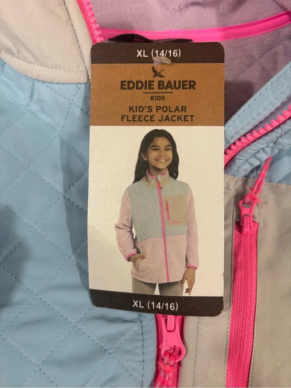 Pastel Quilted & Fleece Jacket with Bright Pink Trim